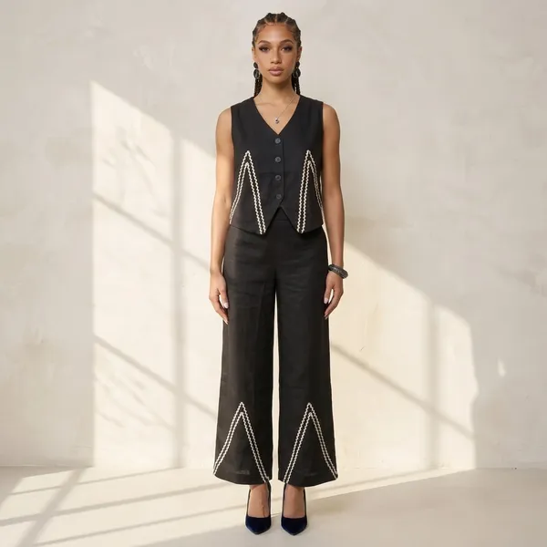 Black_Embellished_Two-Piece_Vest_And_Pant_Set_For_Women