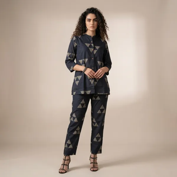 Black__Geometric_Triangle_Print_Co-Ord_Set_ForWomen
