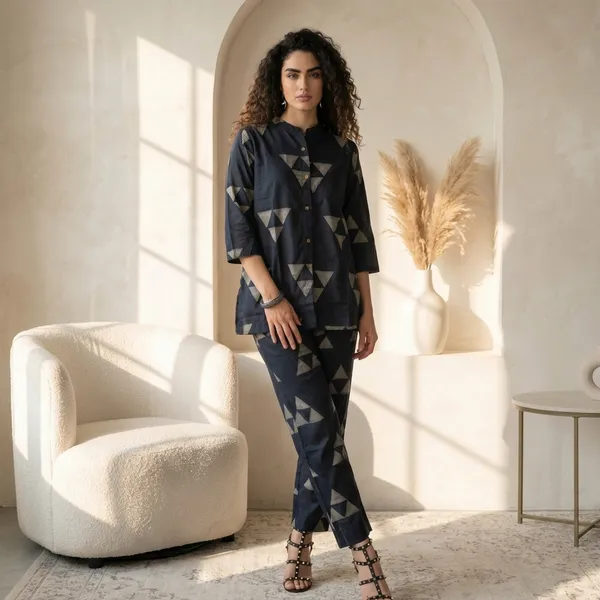 Black__Geometric_Triangle_Print_Co-Ord_Set_ForWomen