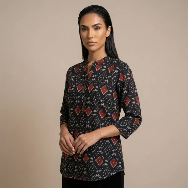 Black_Printed_Cotton_Tunic_Top_For_Women