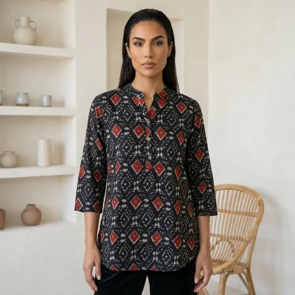Black_Printed_Cotton_Tunic_Top_For_Women