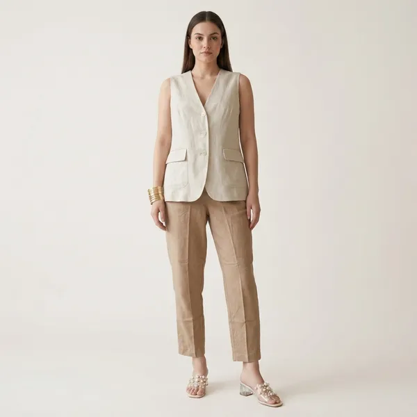 Khaki_Linen_Blend_Straight_Fit_Trousers_For_Women
