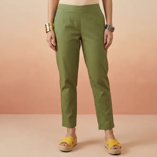 Green_Cotton_Ankle_Length_Straight_Pants_For_Women