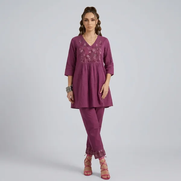 Purple_Embroidered_Cotton_Co-Ord_Set_For_Women
