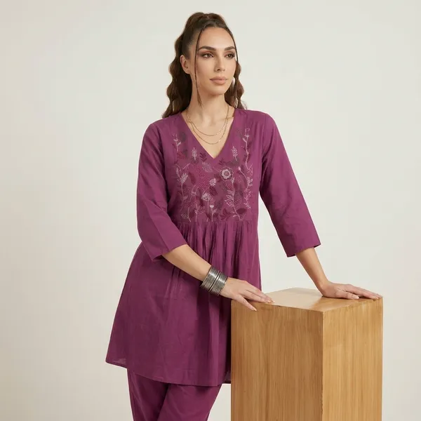 Purple_Embroidered_Cotton_Co-Ord_Set_For_Women