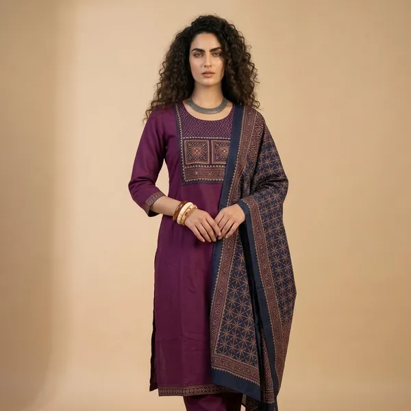 Purple_Embroidered_Kurta_Set_For_Women