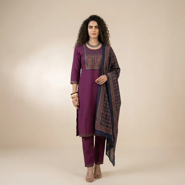 Purple_Embroidered_Kurta_Set_For_Women