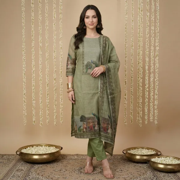 Olive_Green_Cotton_Linen_Embroidered_Unstitched_Suit_Set_With_Dupatta_Set_For_Women