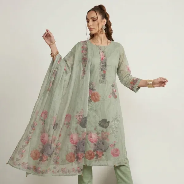 Sage_Green_Floral_Print_Unstitched_Suit_With_Dupatta_Set_For_Women