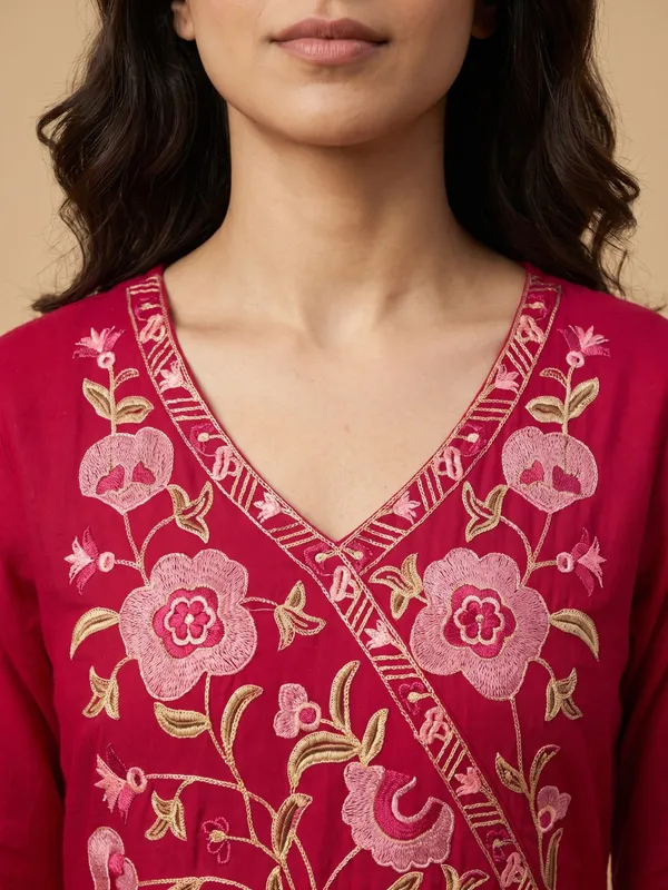Pellini_Red_Embroidered_Anarkali_Suit_Set