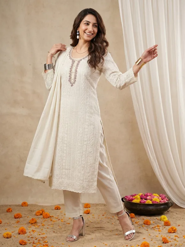 White_Purple_Chikankari_Embroidered_Georgette_Unstitched_Suit_Set_With_Floral_Dupatta_For_Women
