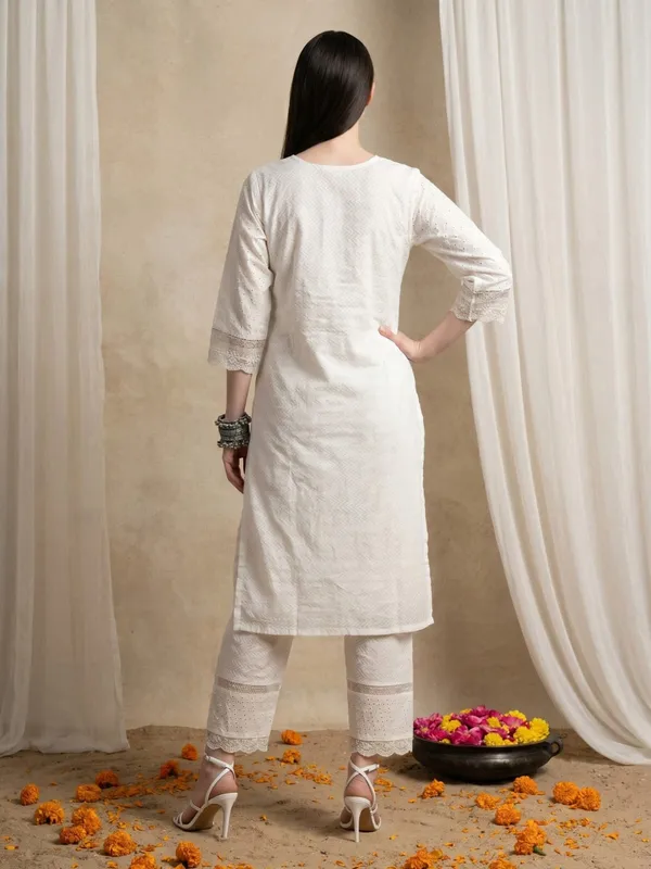 White_Pure_Schiffli_Cotton_Embroidered_Kurta_Set_For_Women
