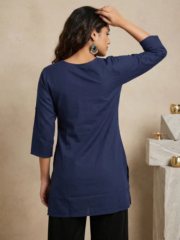 Navy_Blue_Cotton_Straight_Fit_Top_For_Women