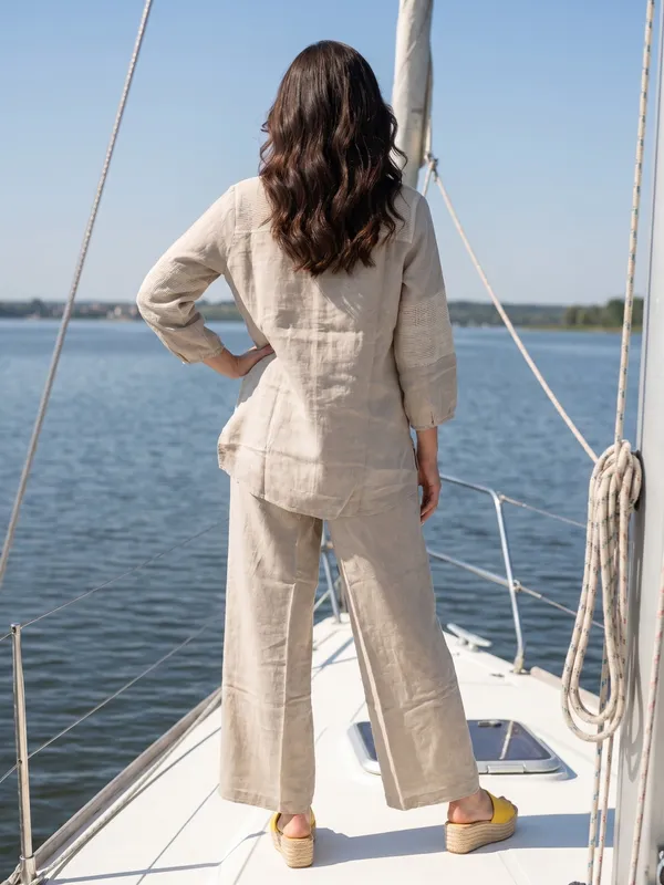 Beige_Jute_Linen_Floral_Embroidered_Tunic_And_Pant_Set_For_Women