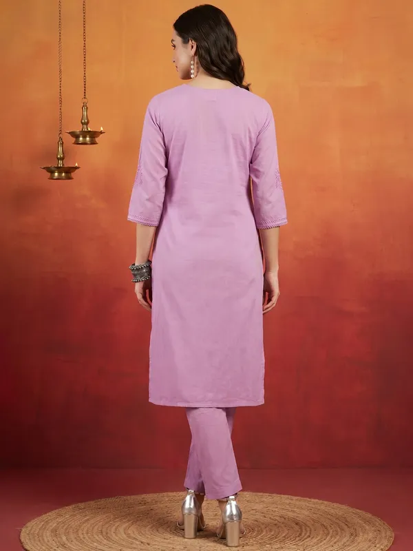 Lavender_Embroidered_Angrakha_Kurta_Set_For_Women