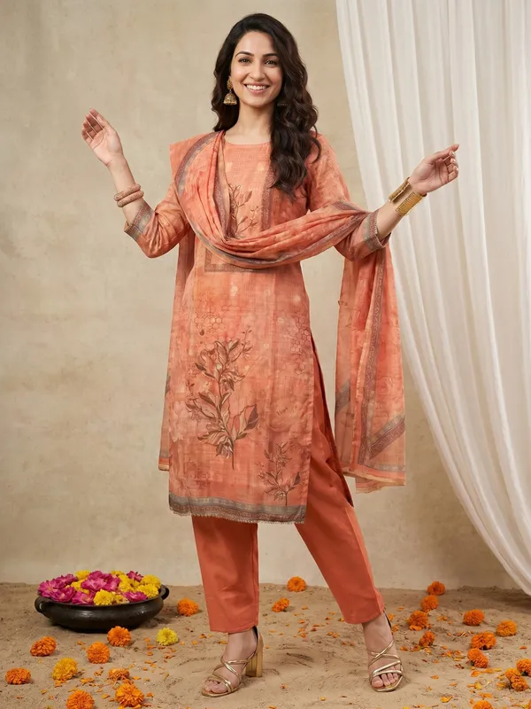 Peach_Embroidered_Floral_Print_Embroidered_Unstitched_Suit_Set_For_Women