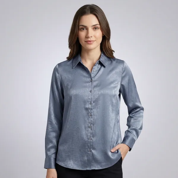 Grey_Polyester_Shirt_For_Women