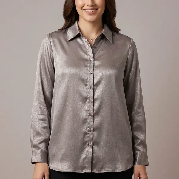 Mushroom_Grey_Polyester_Shirt_For_Women