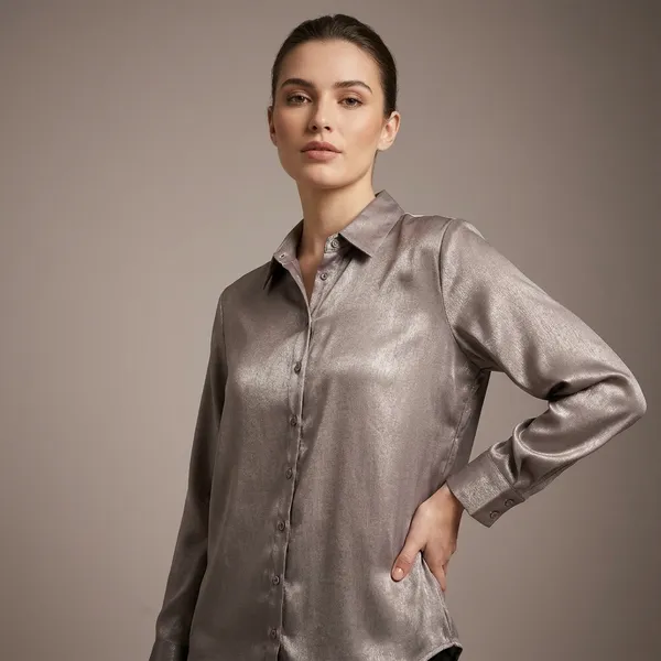 Mushroom_Grey_Polyester_Shirt_For_Women
