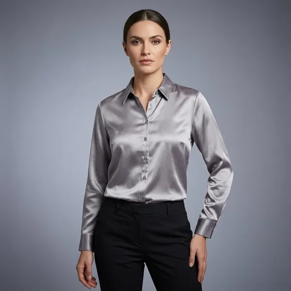 Silver_Grey_Polyester_Shirt_For_Women