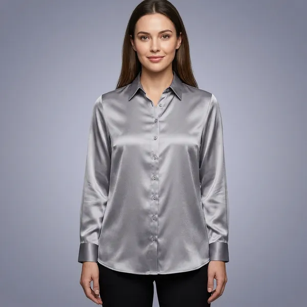Silver_Grey_Polyester_Shirt_For_Women
