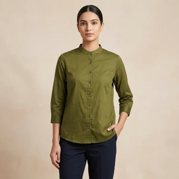 Green_Cotton_Shirt_For_Women