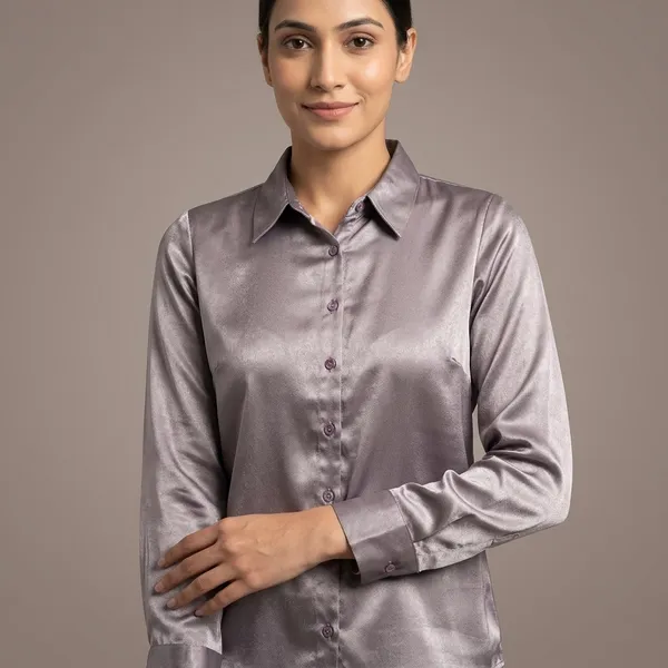 Grey_Polyester_Shirt_For_Women