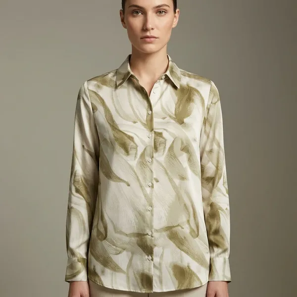 Cream_&_Green_Polyester_Shirt_For_Women