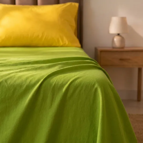 Olive_Green_Solid_Handloom_Bedsheet_Set