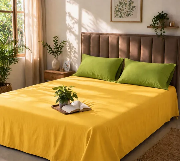 Mustard_Yellow_Solid_Handloom_Bedsheet_Set