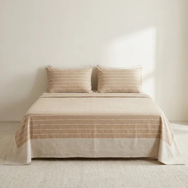 Beige_Stripe_Handloom_Bedsheet_Set