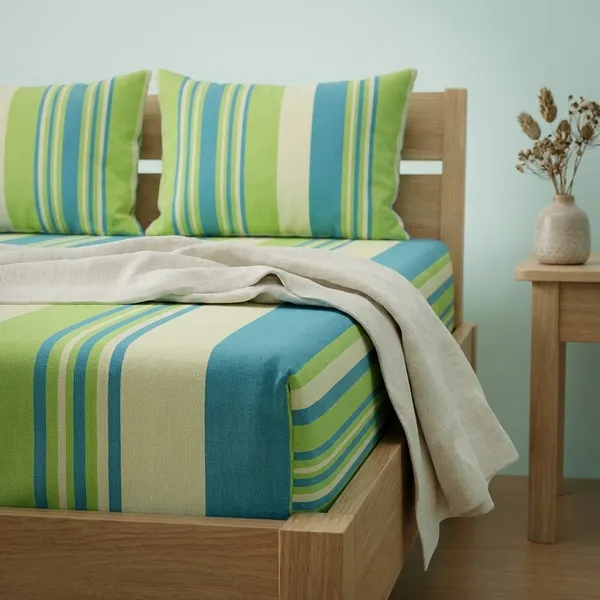 Green_Multistripe_Handloom_Bedsheet_Set