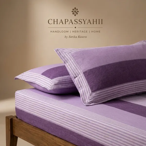 Rose_Pink_&_Gold_Stripe_Handloom_Bedsheet_Set