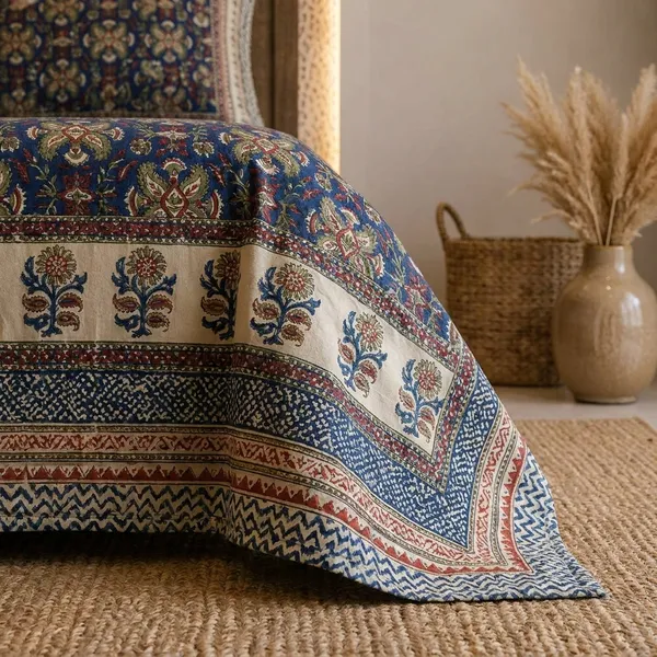 Royal_Blue_Traditional_Jaal_Premium_Cotton_King_Bedsheet_Set