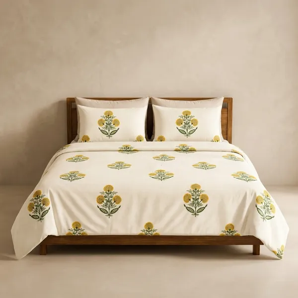 Sunflower_Bloom_Ivory_Premium_Cotton_King_Bedsheet_Set