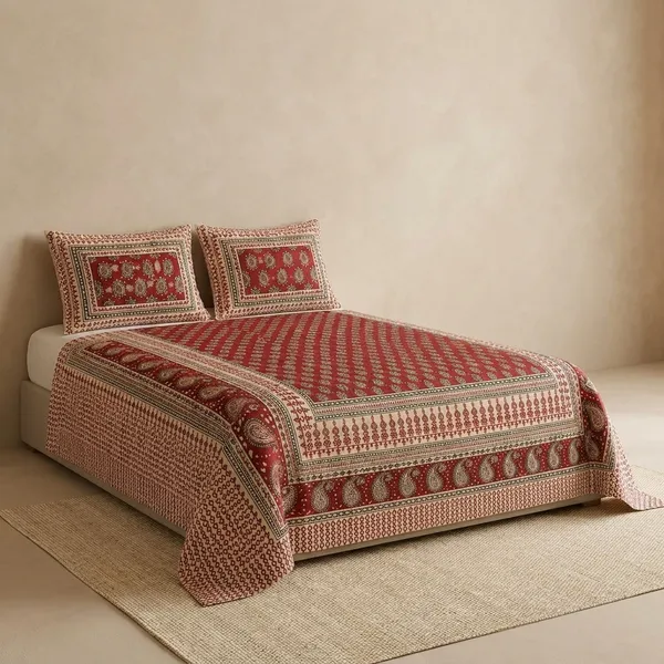 Royal_Maroon_Paisley_Premium_Cotton_King_Bedsheet_Set
