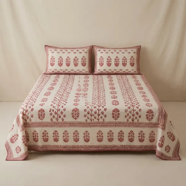 Maroon_Floral_Cotton_King_Size_Bedsheet