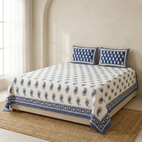 Blue_Paisley_Cotton_King_Size_Bedsheet