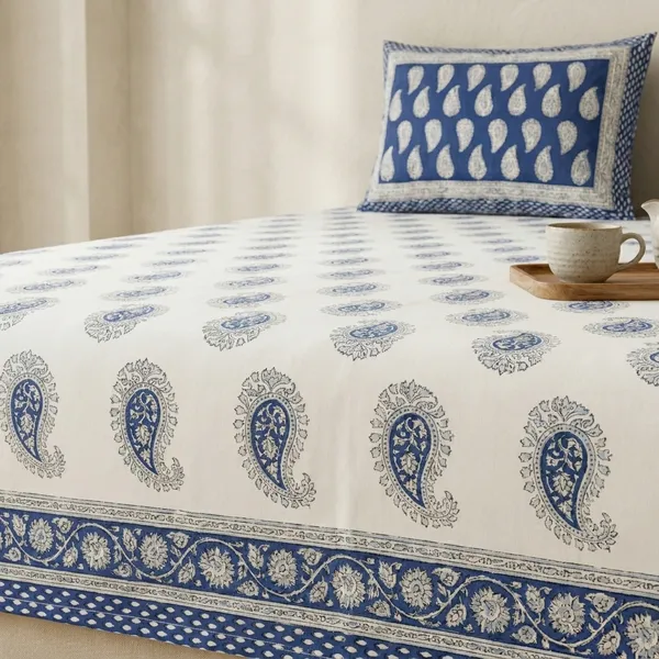Blue_Paisley_Cotton_King_Size_Bedsheet