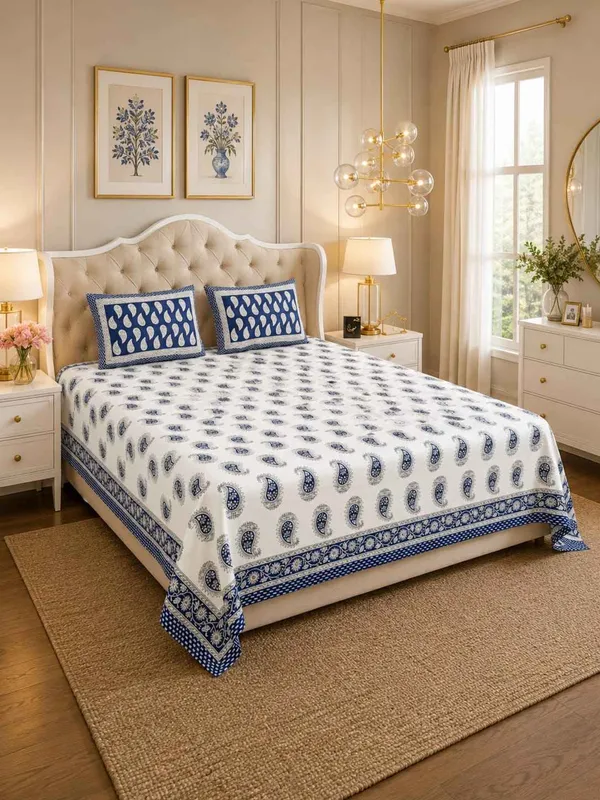 Blue_Paisley_Cotton_King_Size_Bedsheet