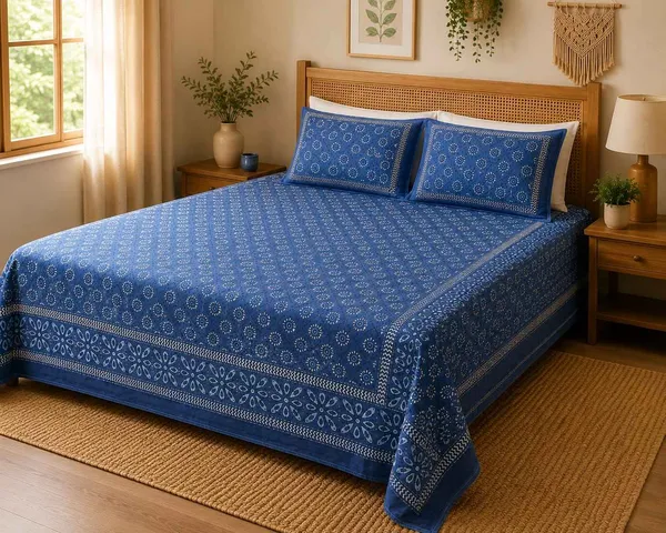 Indigo_Blue_Floral_Cotton_King_Size_Bedsheet