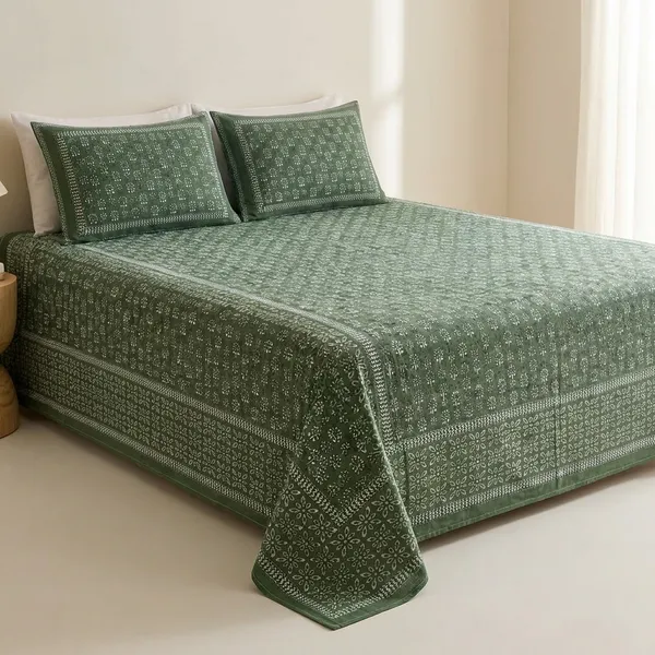 Sage_Green_Cotton_King_Size_Bedsheet
