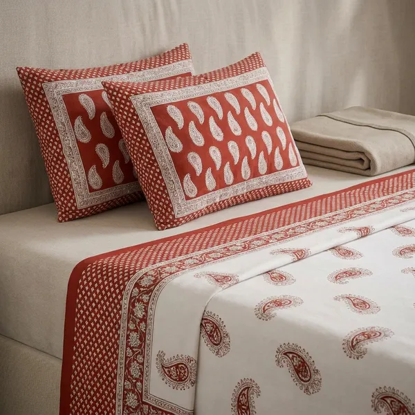Red_Paisley_Cotton_King_Size_Bedsheet