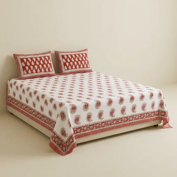 Red_Paisley_Cotton_King_Size_Bedsheet