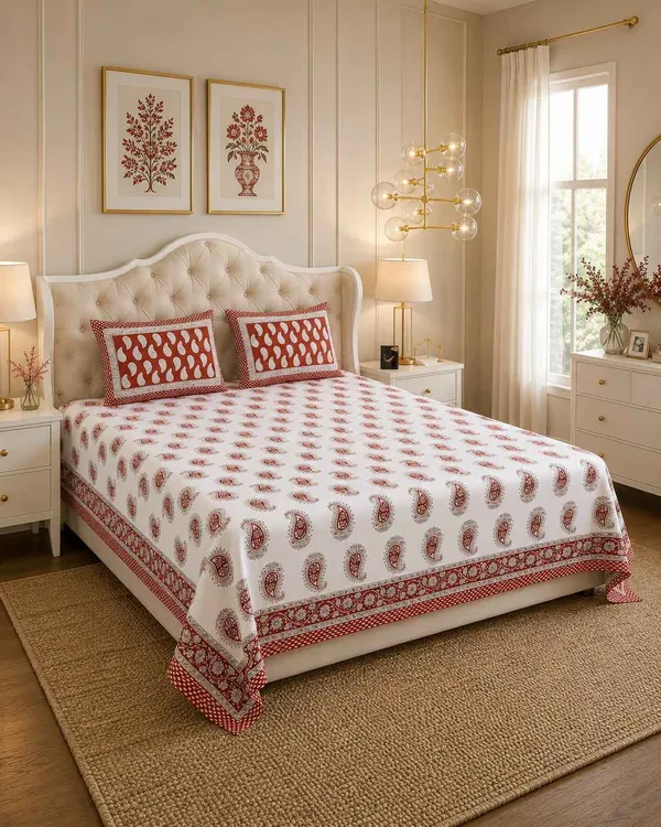 Red_Paisley_Cotton_King_Size_Bedsheet