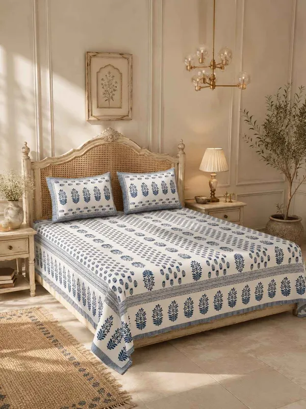 Blue_Block_Print_Cotton_King_Size_Bedsheet