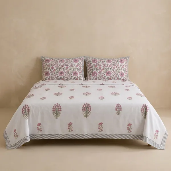 Gulabi_Buti_Handblock_Floral_King_Size_Bedsheet