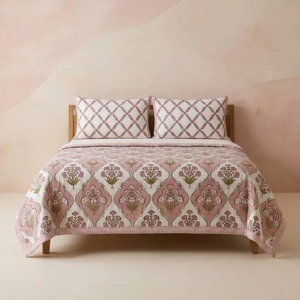 Gulabi_Jaal_Handblock_Floral_King_Size_Bedsheet