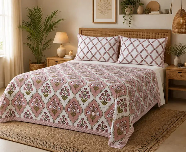 Gulabi_Jaal_Handblock_Floral_King_Size_Bedsheet