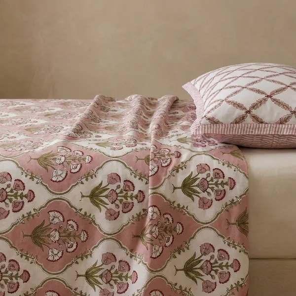 Gulabi_Jaal_Handblock_Floral_King_Size_Bedsheet